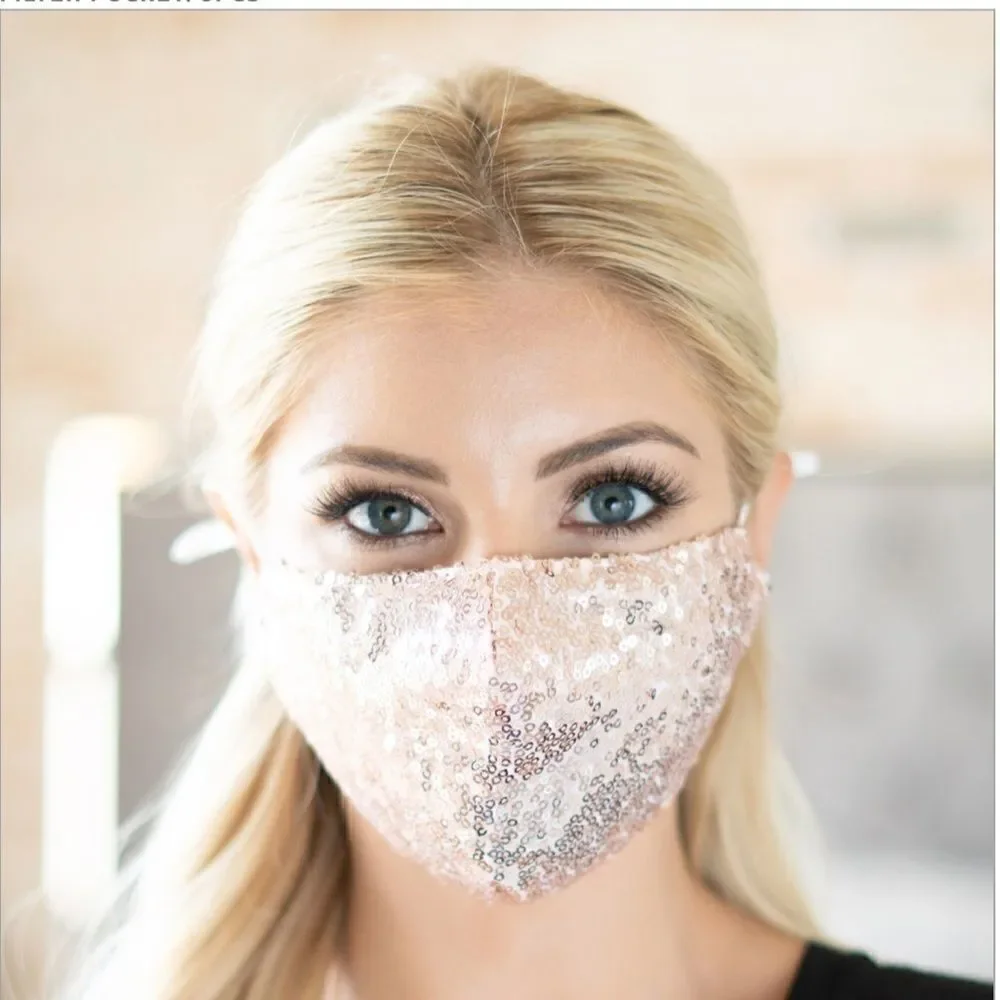 Rose Gold Glittering Sequin Adjustable Face Mask